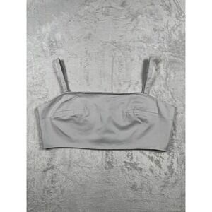 Zara Womens XXL Silver Grey Cropped Camisole Top Hook Eye Back Adjustable Straps